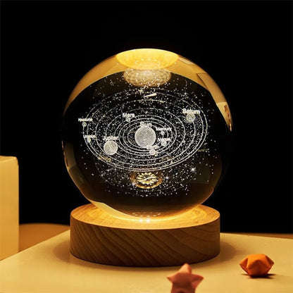 3D Space Galaxy Planet Crystal Ball Night Light ( 2 Piece )