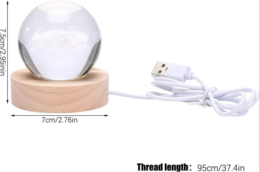 3D Space Galaxy Planet Crystal Ball Night Light ( 2 Piece )