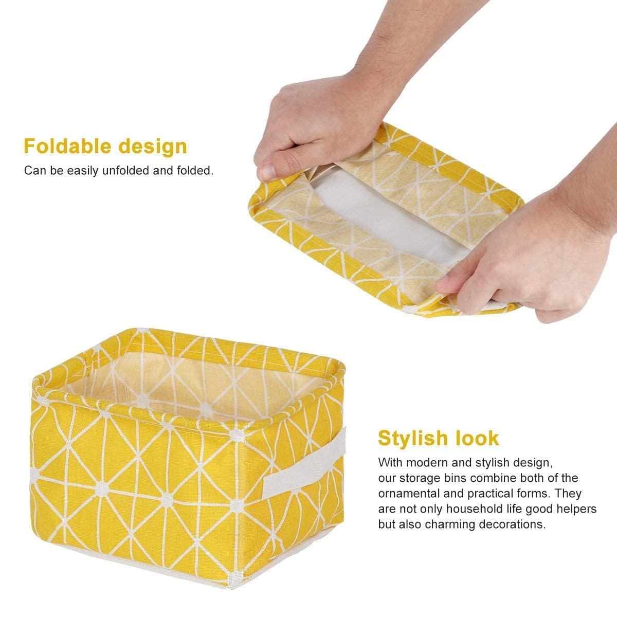 Foldable Multipurpose Storage Box Small || Canvas Fabric Basket with Handle (SET OF - 4)