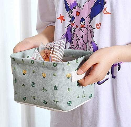 Foldable Multipurpose Storage Box Small || Canvas Fabric Basket with Handle (SET OF - 4)