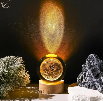 3D Space Galaxy Planet Crystal Ball Night Light ( 2 Piece )