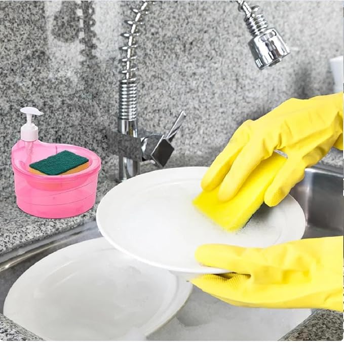 Double Layer 2 in 1 Liquid soap Dispenser with Pump and Sponge