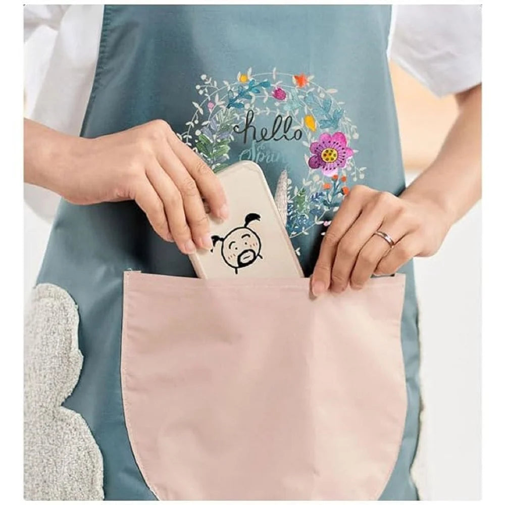 Waterproof Kitchen Pocket Apron Oil proof Kitchen Apron Cooking Apron With Pocket Hand Wiping