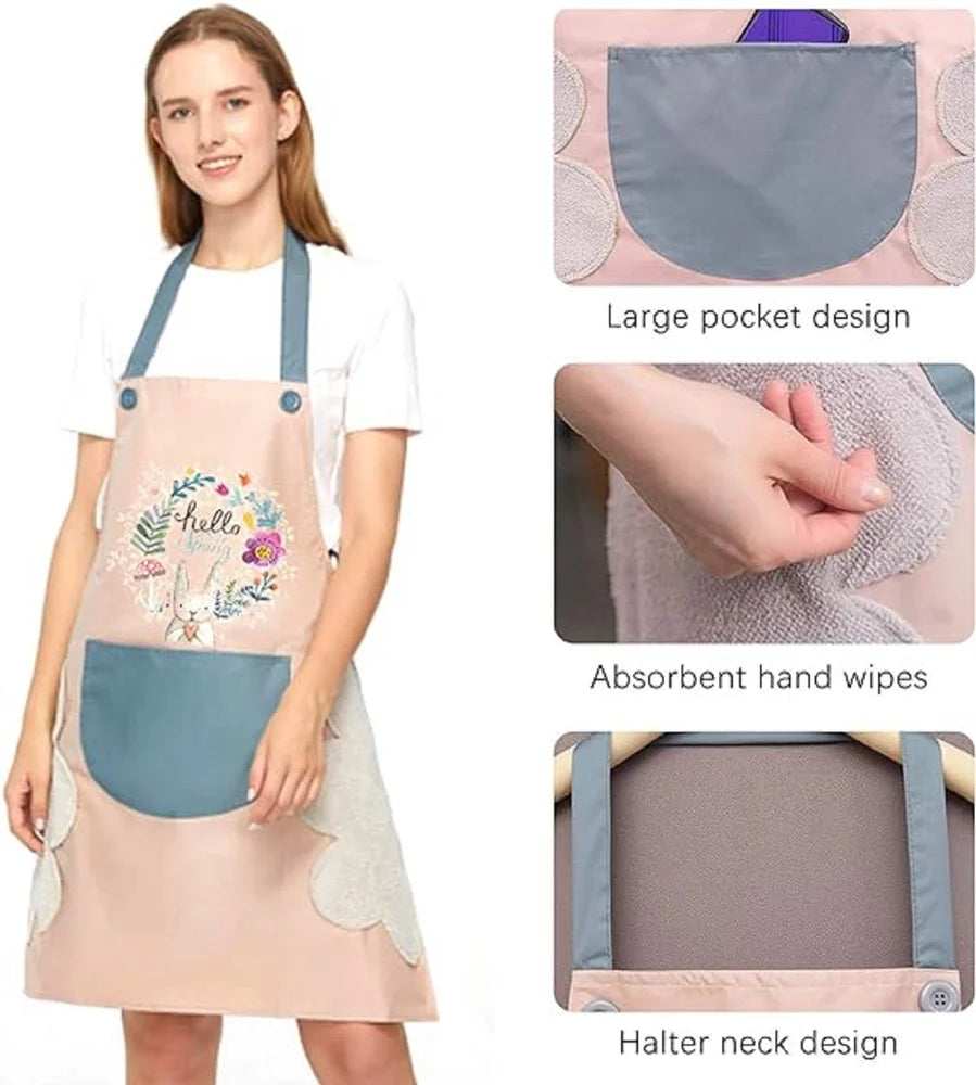 Waterproof Kitchen Pocket Apron Oil proof Kitchen Apron Cooking Apron With Pocket Hand Wiping