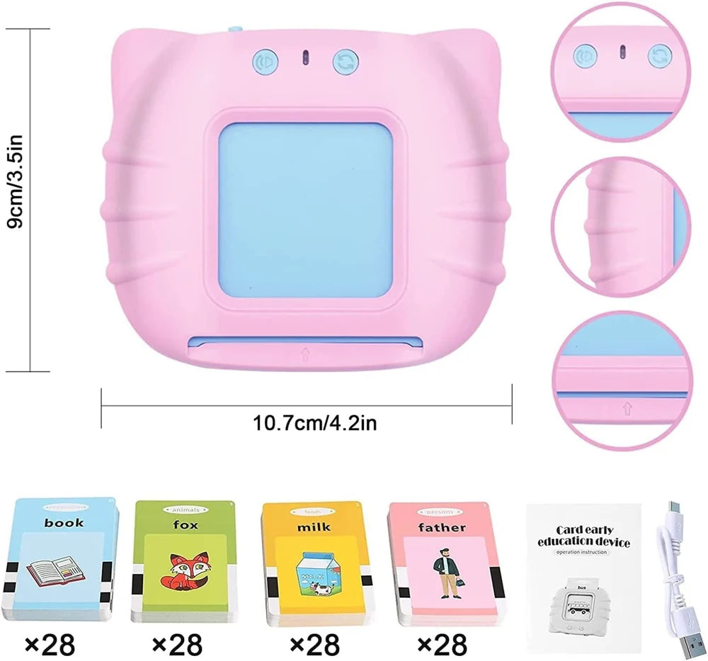 New Picks Talking Flash Card Reader , Rechargeable Educational Learning Talking Flash Cards for Kids
