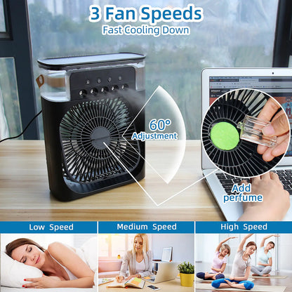 Newpicks Mini Air Cooler fan | USB Electric Fan |Personal 3 Speeds Evaporative Air Cooler Small Spray Mist Desk Fan